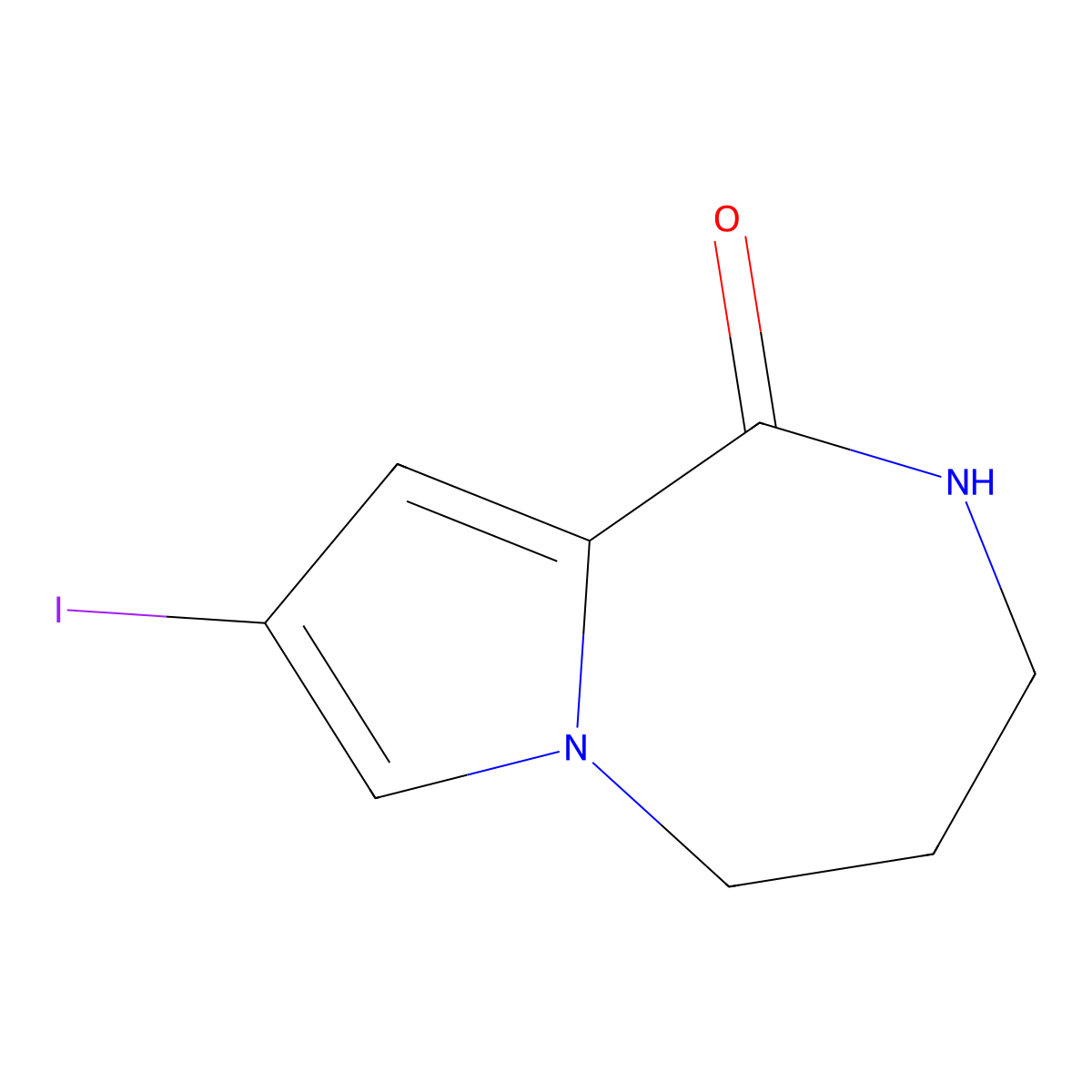 8-iodo-1H,2H,3H,4H,5H-pyrrolo[1,2-a][1,4]diazepin-1-one molecular structure, CAS 1416221-54-9