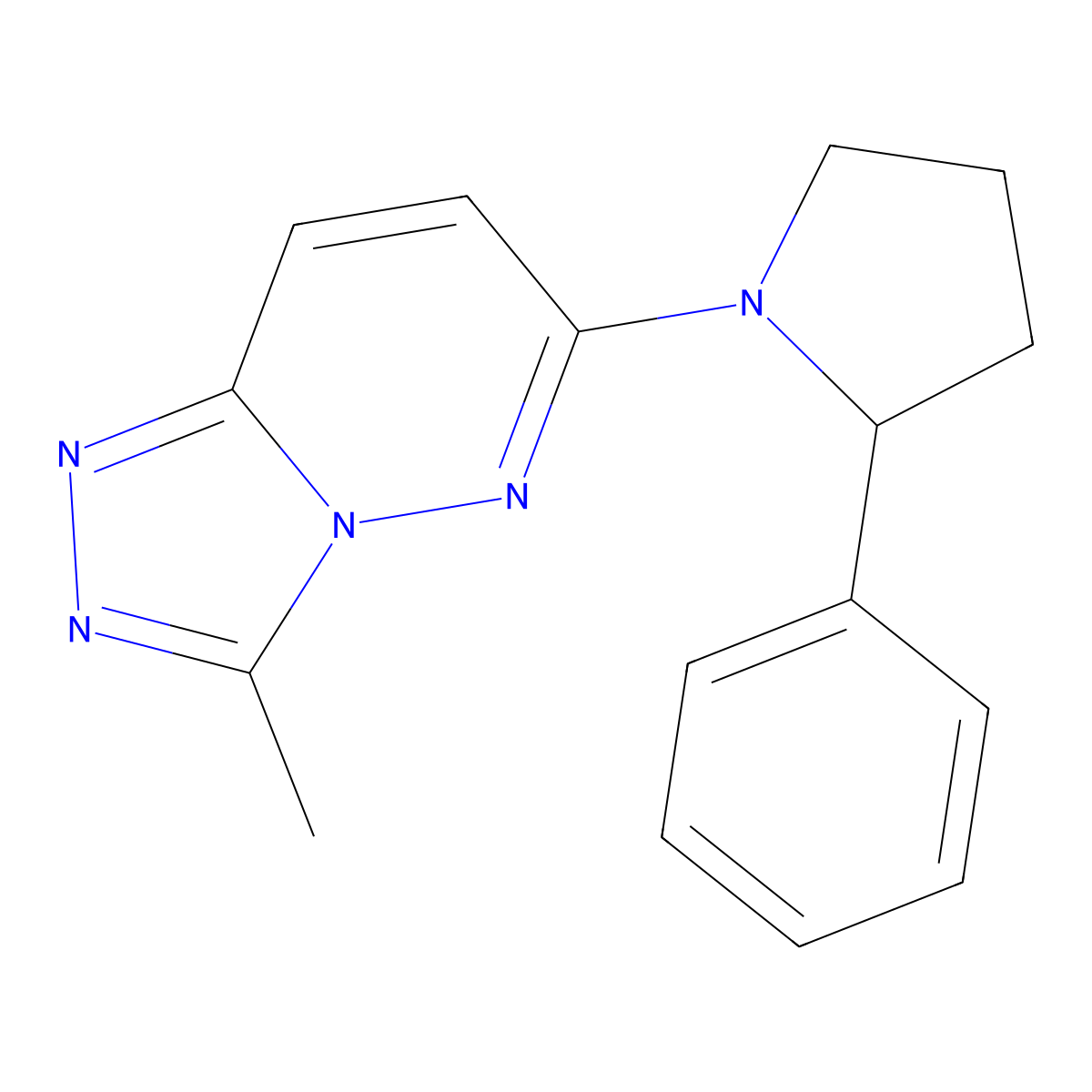 1-{3-Methyl-[1,2,4]triazolo[4,3-b]pyridazin-6-yl}-2-phenylpyrrolidine molecular structure, CAS 1416222-78-0