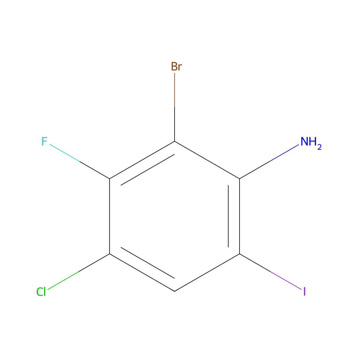 2-Bromo-4-chloro-3-fluoro-6-iodoaniline molecular structure, CAS 1416241-36-5