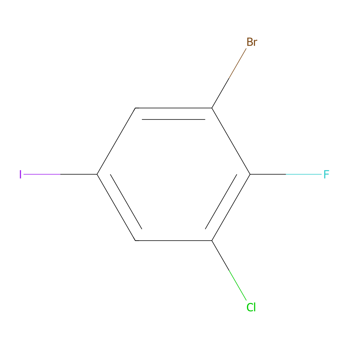 1-Bromo-3-chloro-2-fluoro-5-iodobenzene molecular structure, CAS 1416241-38-7