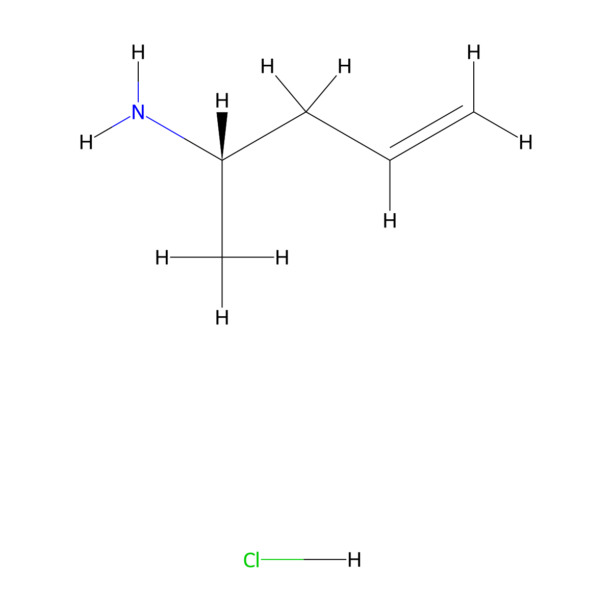 (S)-pent-4-en-2-amine hydrochloride molecular structure, CAS 1416242-38-0