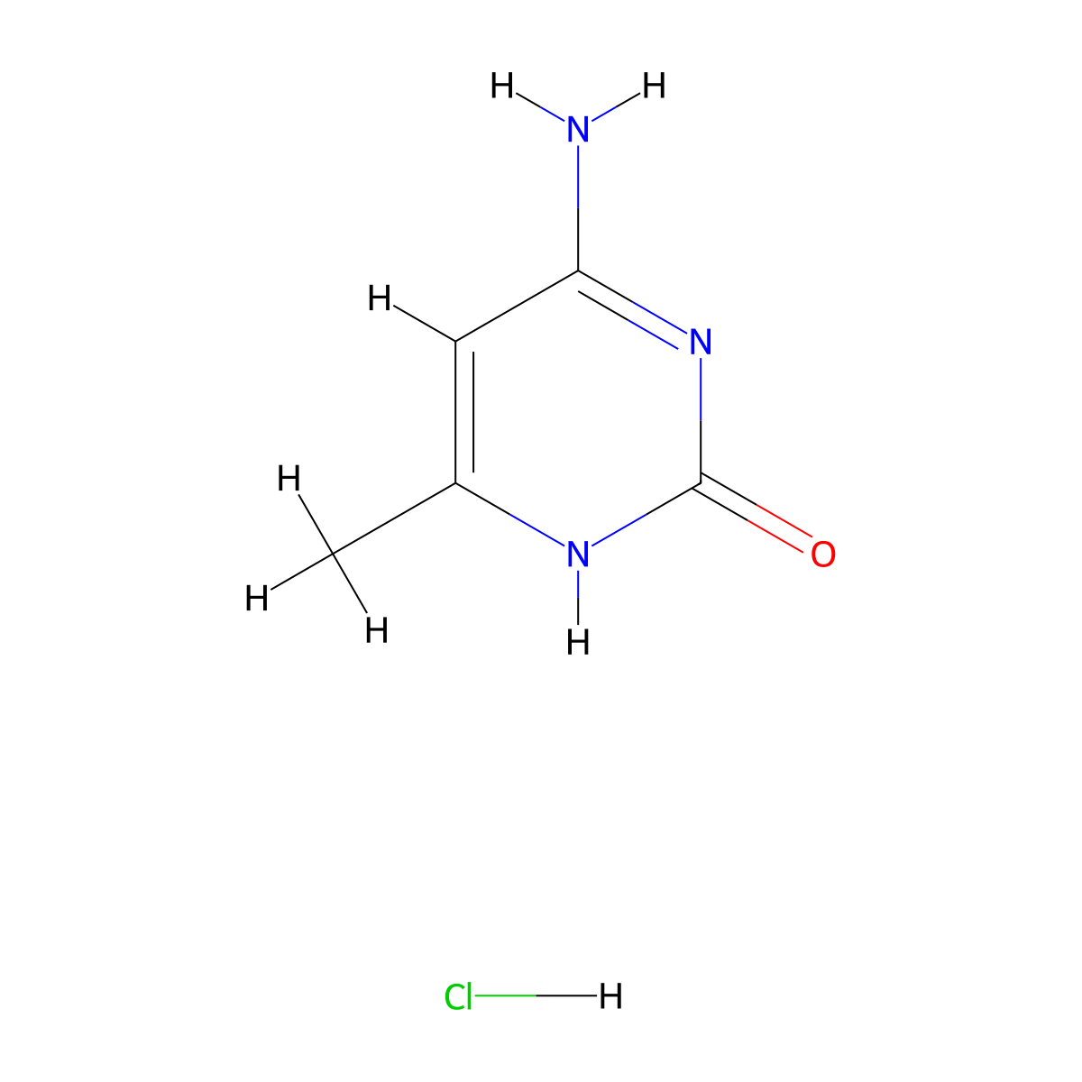 4-Amino-6-methyl-1,2-dihydropyrimidin-2-one hydrochloride molecular structure, CAS 141625-40-3