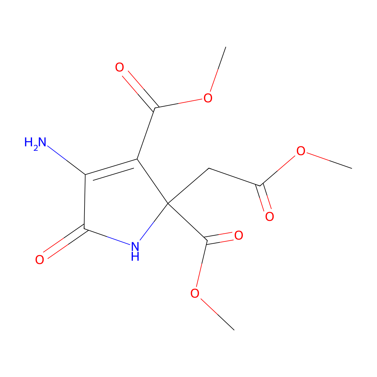 dimethyl 4-amino-2-(2-methoxy-2-oxoethyl)-5-oxo-2,5-dihydro-1H-pyrrole-2,3-dicarboxylate molecular structure, CAS 141625-43-6