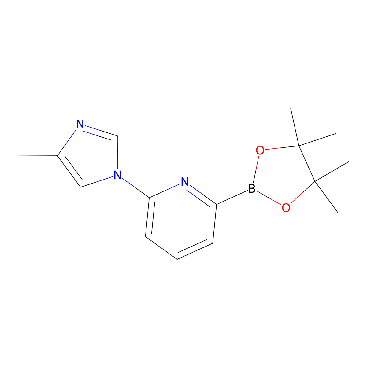2-(4-methyl-1H-imidazol-1-yl)-6-(4,4,5,5-tetramethyl-1,3,2-dioxaborolan-2-yl)Pyridine molecular structure, CAS 1416252-92-0