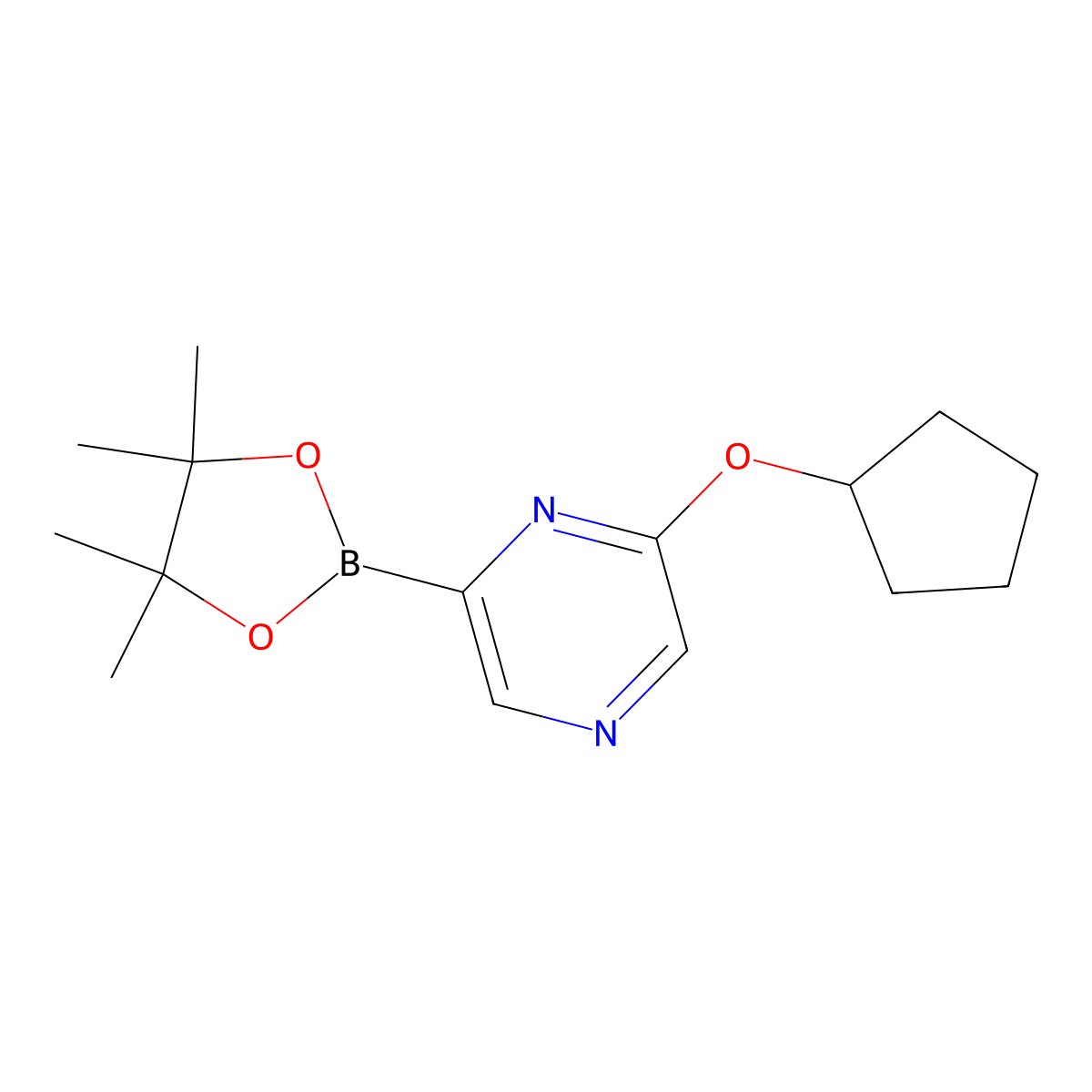 2-(cyclopentyloxy)-6-(4,4,5,5-tetramethyl-1,3,2-dioxaborolan-2-yl)Pyrazine molecular structure, CAS 1416253-01-4
