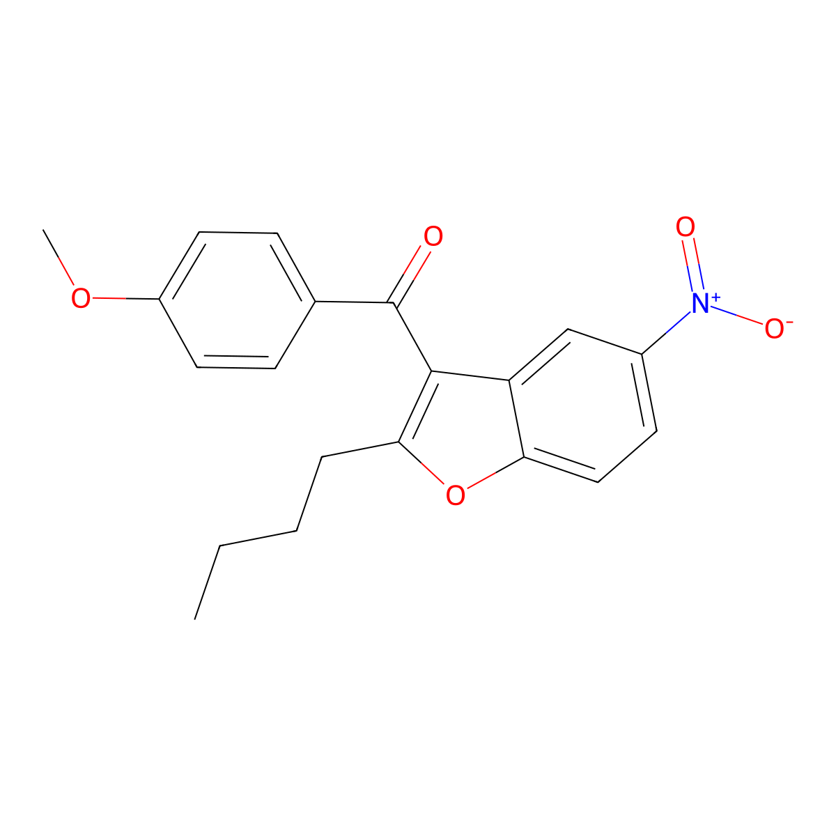 (2-Butyl-5-nitrobenzofuran-3-yl)(4-methoxyphenyl)methanone molecular structure, CAS 141627-42-1