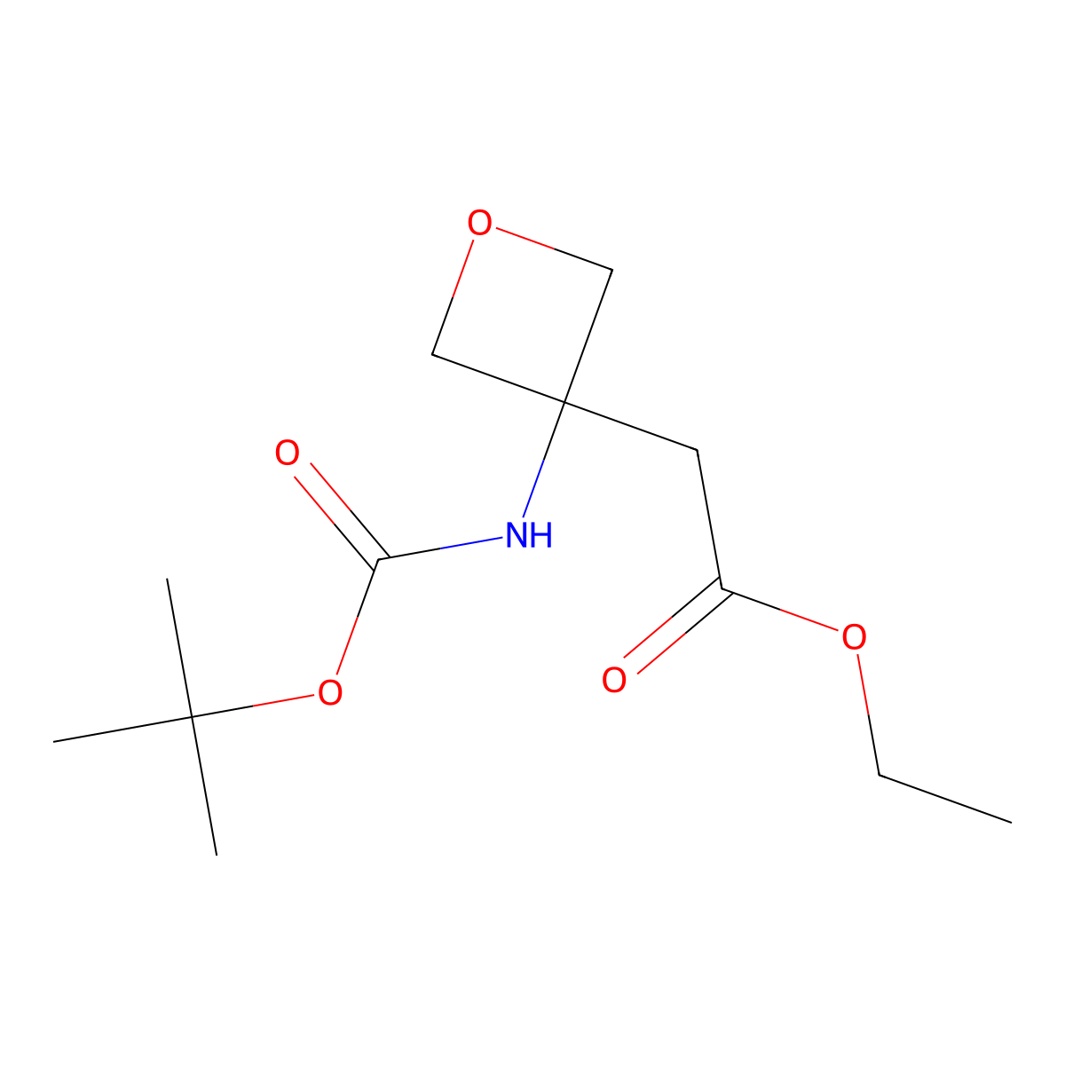 Ethyl 2-(3-((tert-butoxycarbonyl)amino)oxetan-3-YL)acetate molecular structure, CAS 1416323-06-2