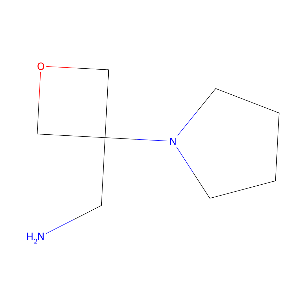 3-Aminomethyl-3-(pyrrolidin-1-yl)oxetane molecular structure, CAS 1416323-30-2