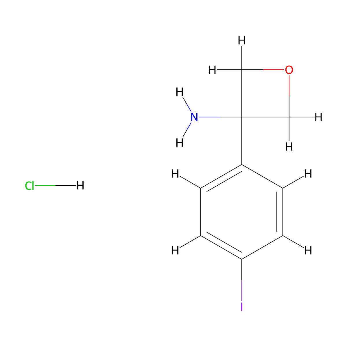 3-(4-Iodophenyl)oxetan-3-amine hydrochloride molecular structure, CAS 1416323-33-5