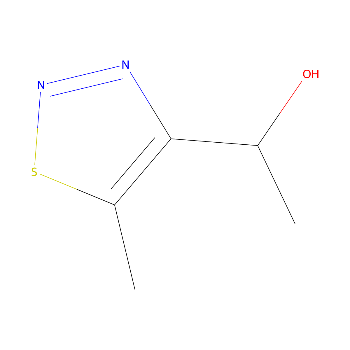 1-(5-Methyl-1,2,3-thiadiazol-4-yl)ethan-1-ol molecular structure, CAS 1416331-48-0