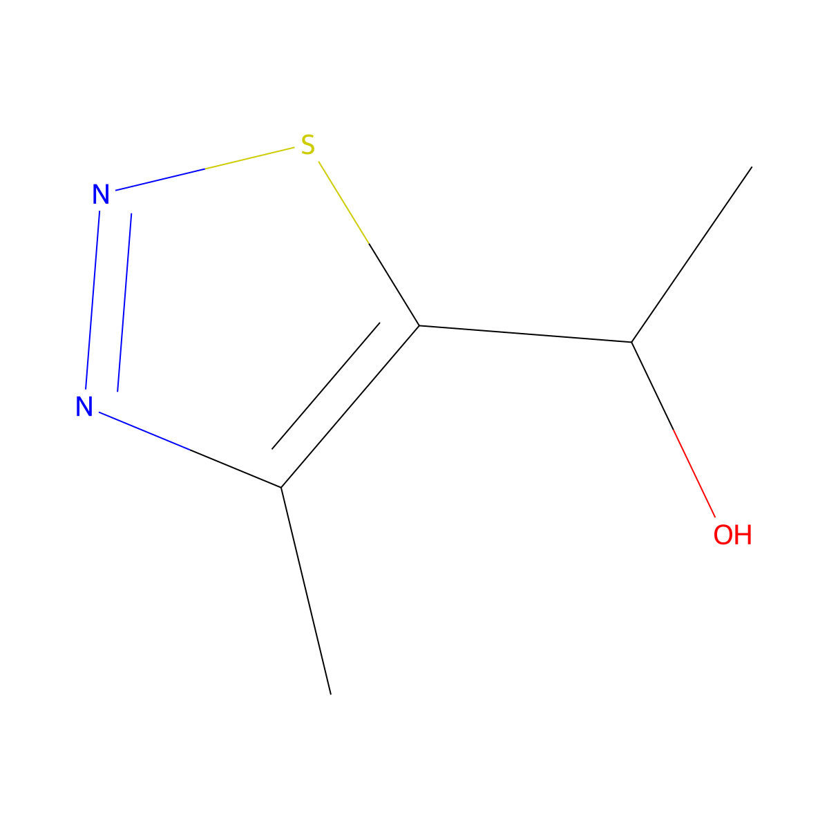 1-(4-Methyl-1,2,3-thiadiazol-5-yl)ethan-1-ol molecular structure, CAS 1416331-51-5