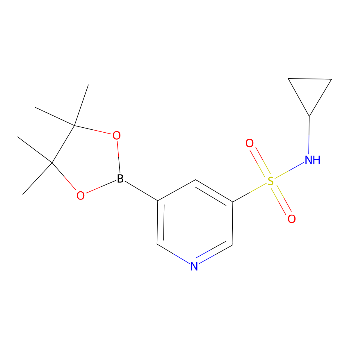 N-Cyclopropyl-5-(4,4,5,5-tetramethyl-1,3,2-dioxaborolan-2-YL)pyridine-3-sulfonamide molecular structure, CAS 1416337-90-0