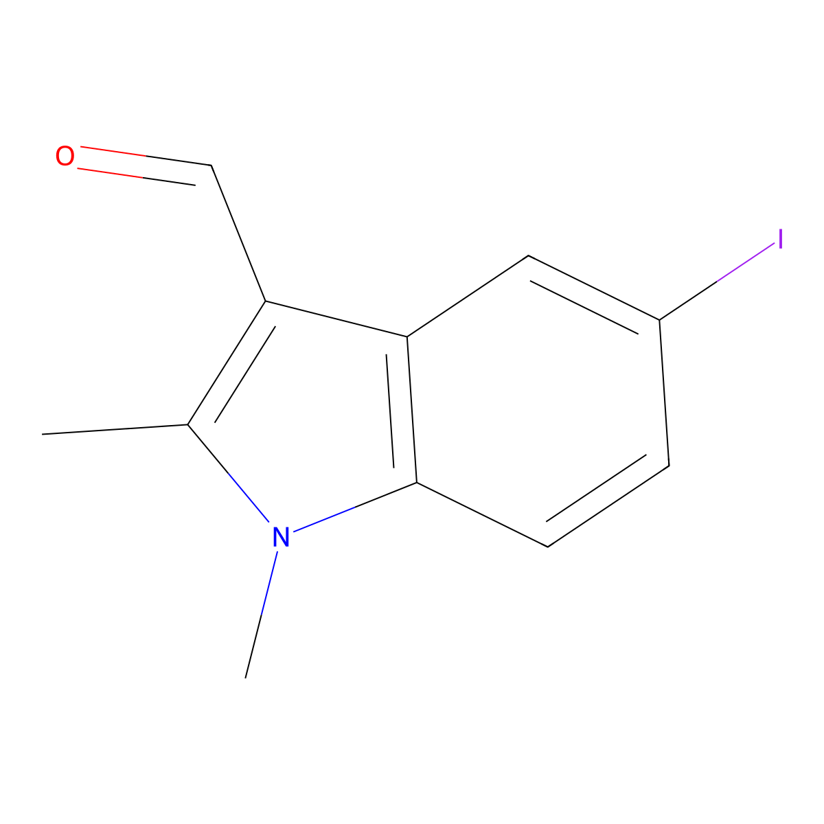 5-Iodo-1,2-dimethyl-1H-indole-3-carbaldehyde molecular structure, CAS 1416338-48-1