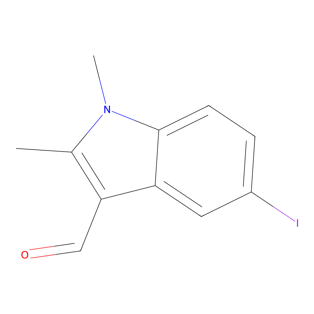 5-Iodo-1,2-dimethyl-1H-indole-3-carbaldehyde molecular structure, CAS 1416338-48-1