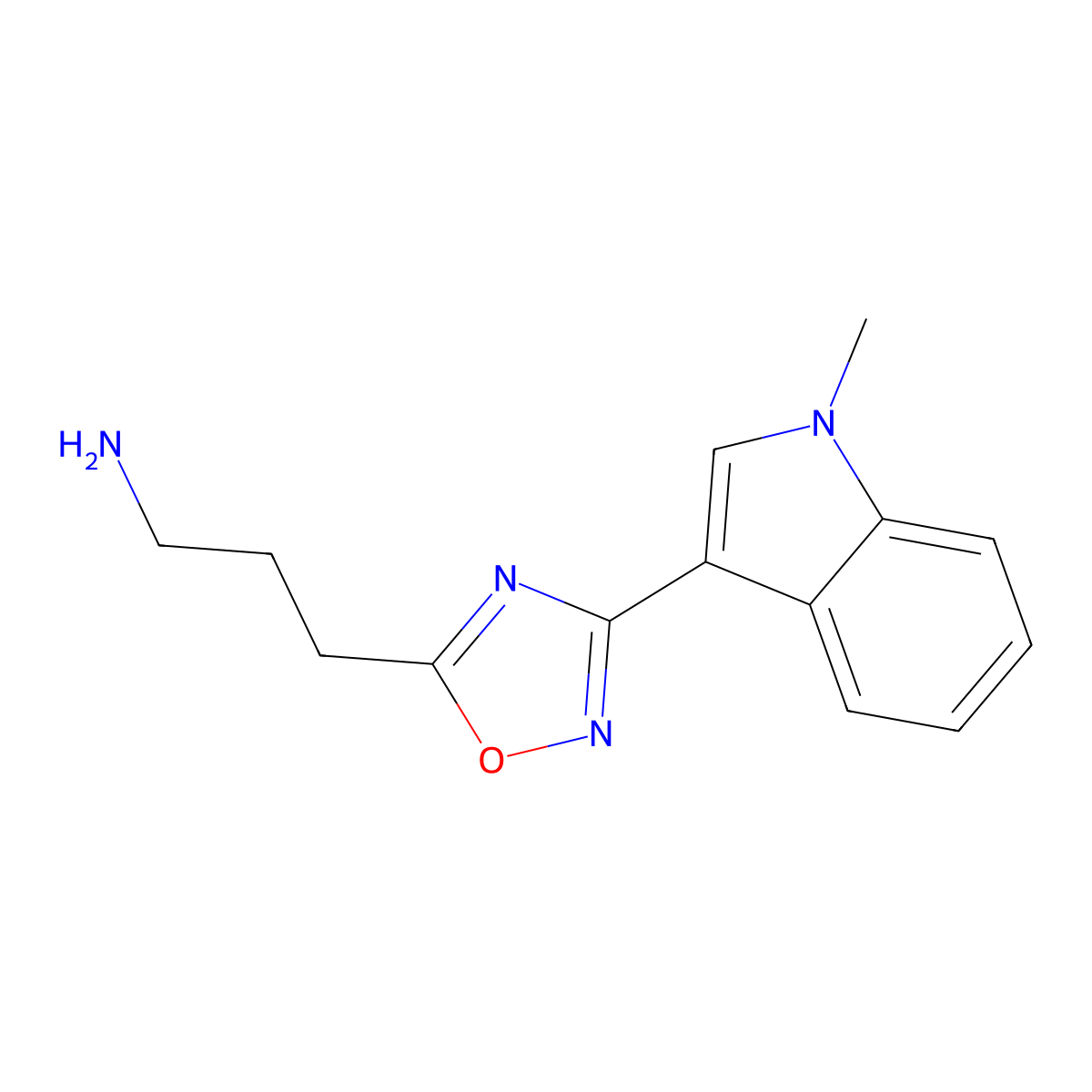 3-(3-(1-Methyl-1H-indol-3-yl)-1,2,4-oxadiazol-5-yl)propan-1-amine molecular structure, CAS 1416338-51-6