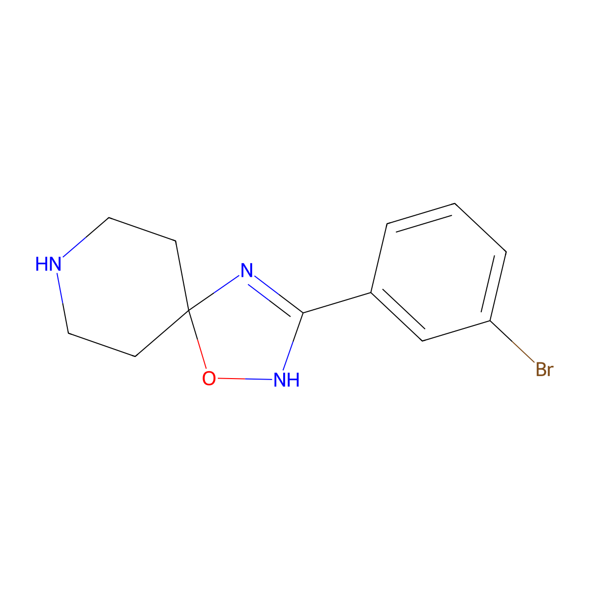 3-(3-Bromophenyl)-1-oxa-2,4,8-triazaspiro[4.5]dec-3-ene molecular structure, CAS 1416338-53-8