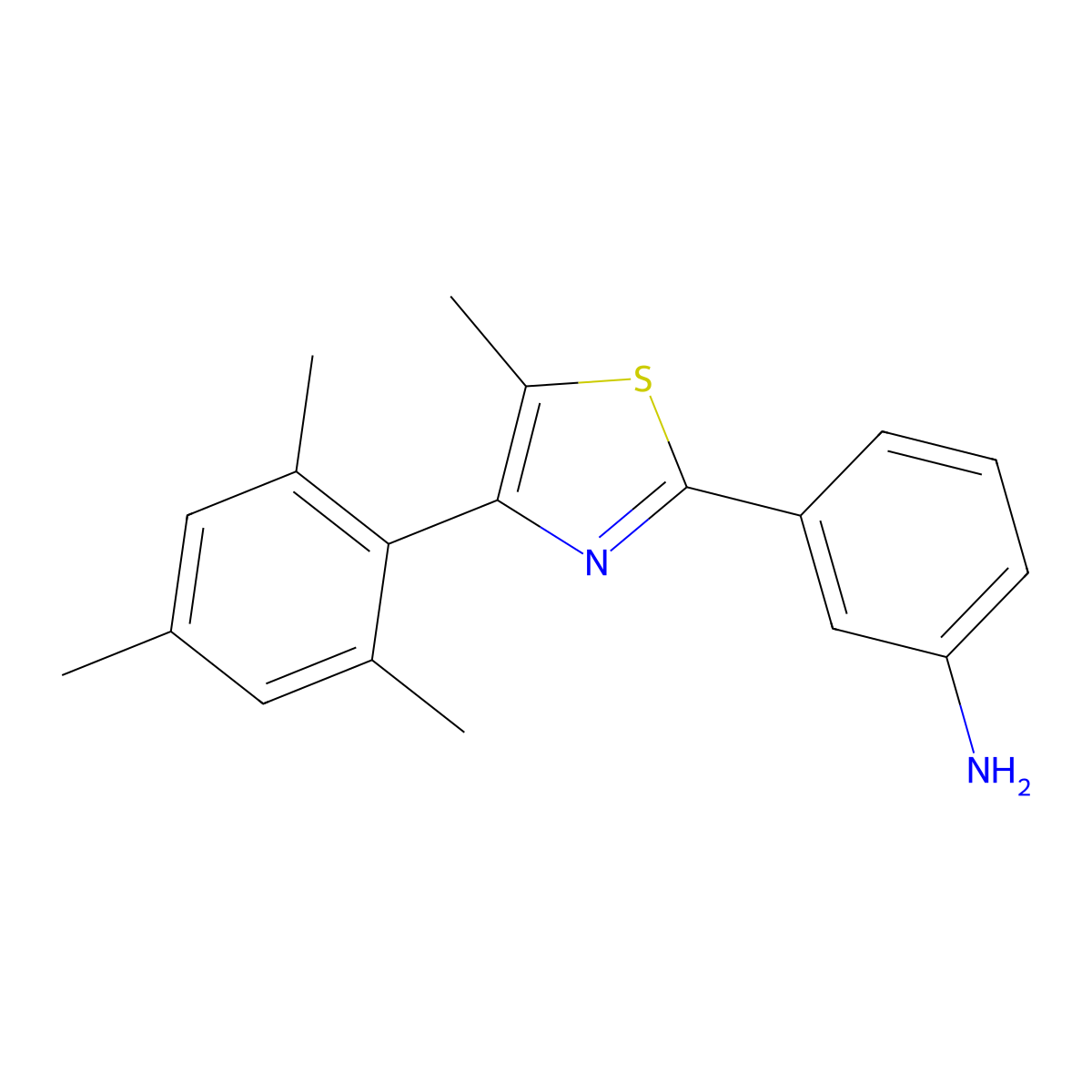 3-(4-Mesityl-5-methylthiazol-2-yl)aniline molecular structure, CAS 1416338-74-3