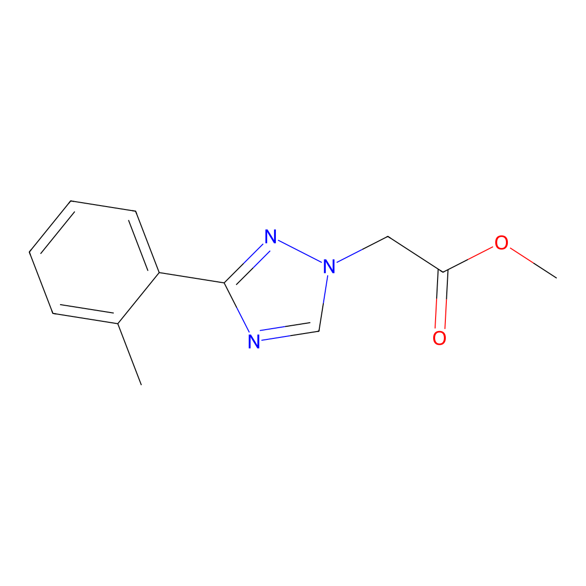 Methyl 2-(3-(o-tolyl)-1H-1,2,4-triazol-1-yl)acetate molecular structure, CAS 1416338-84-5