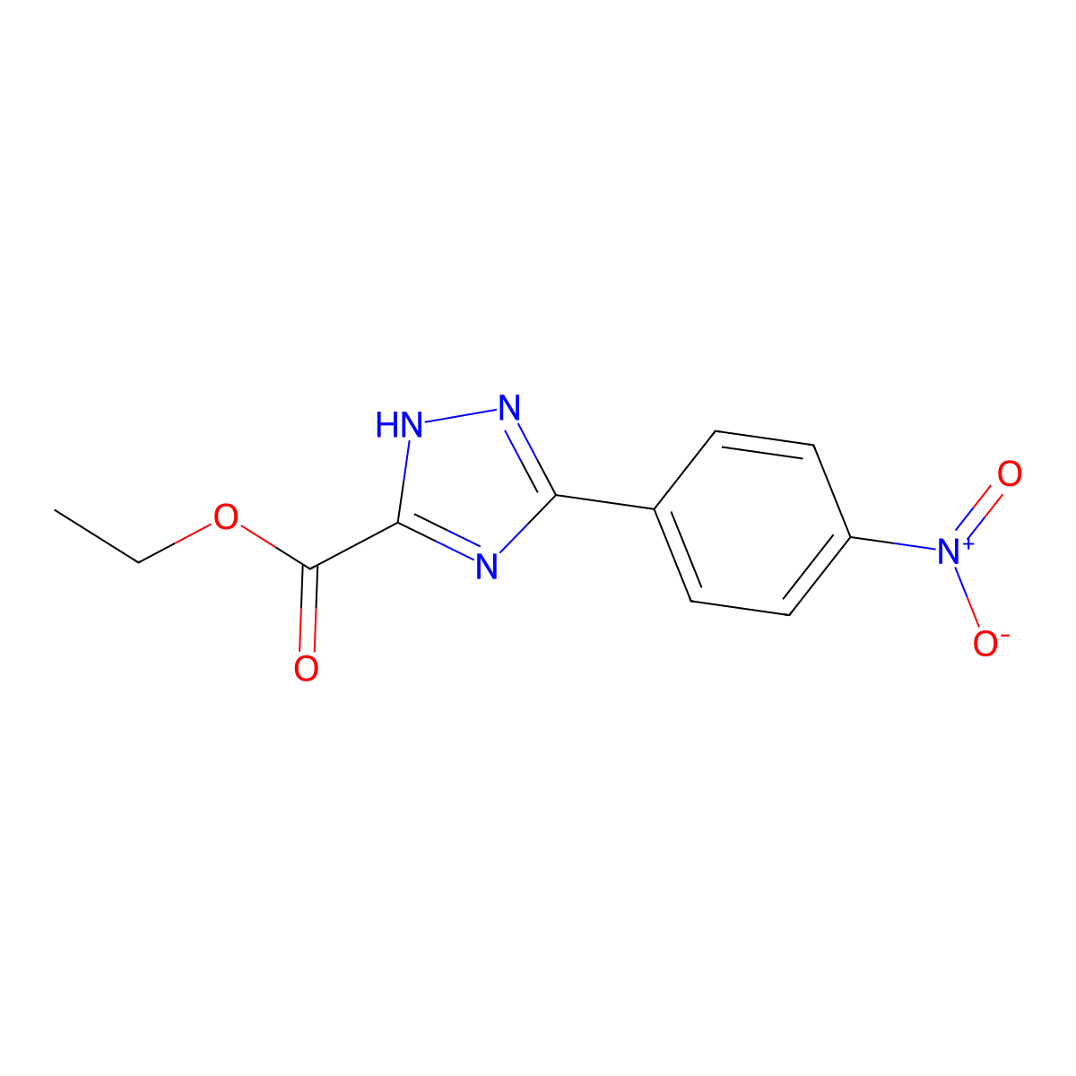 Ethyl 3-(4-nitrophenyl)-1H-1,2,4-triazole-5-carboxylate molecular structure, CAS 1416338-94-7