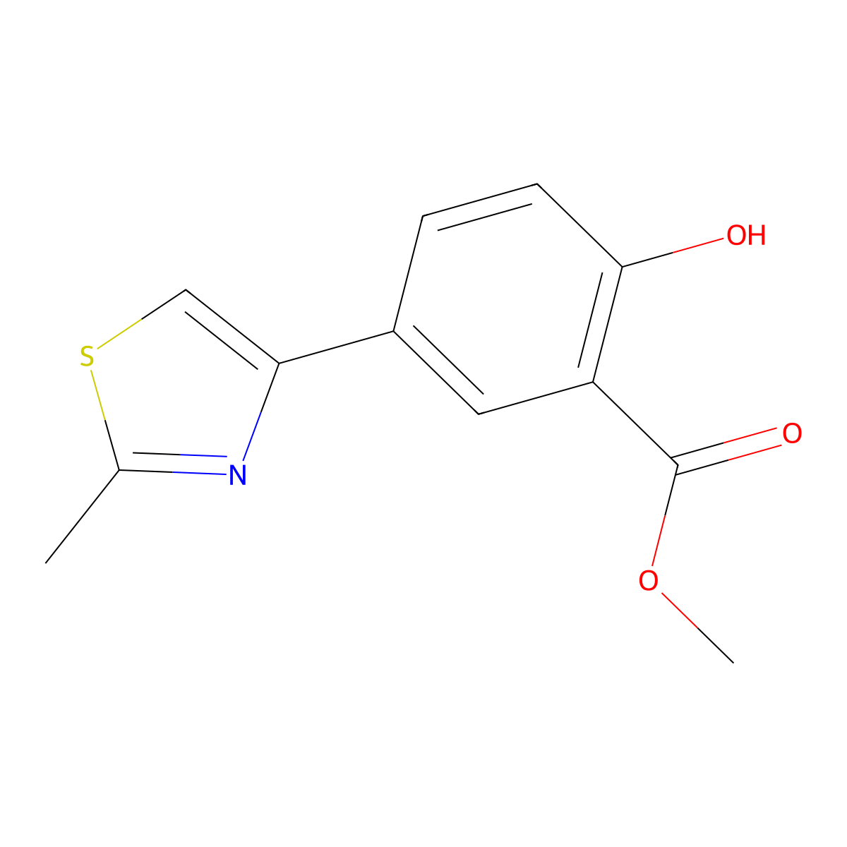 Methyl 2-hydroxy-5-(2-methylthiazol-4-yl)benzoate molecular structure, CAS 1416339-36-0