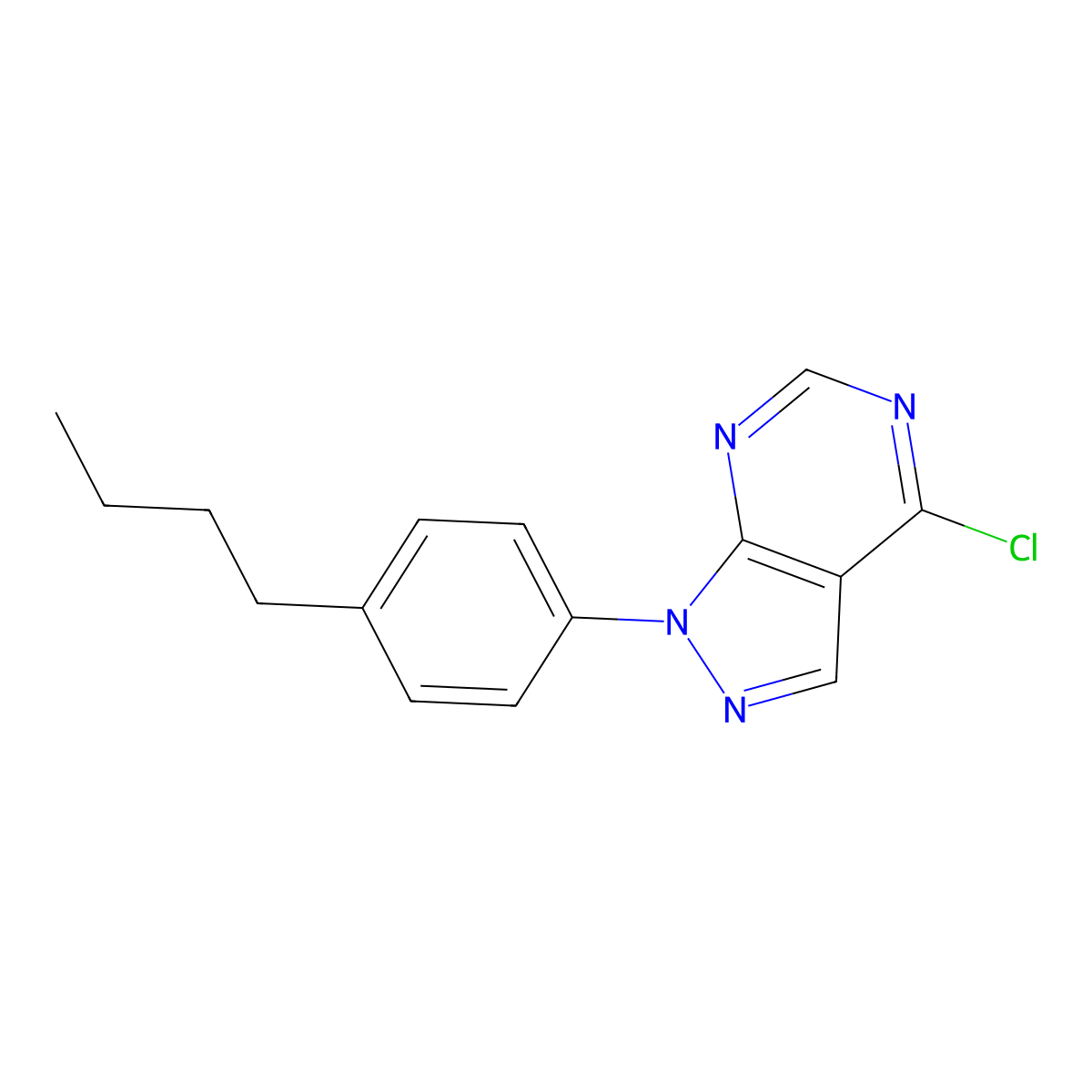 1-(4-Butylphenyl)-4-chloro-1H-pyrazolo[3,4-d]pyrimidine molecular structure, CAS 1416339-54-2