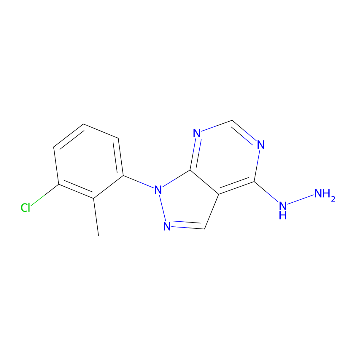 1-(3-Chloro-2-methylphenyl)-4-hydrazinyl-1H-pyrazolo[3,4-d]pyrimidine molecular structure, CAS 1416339-78-0