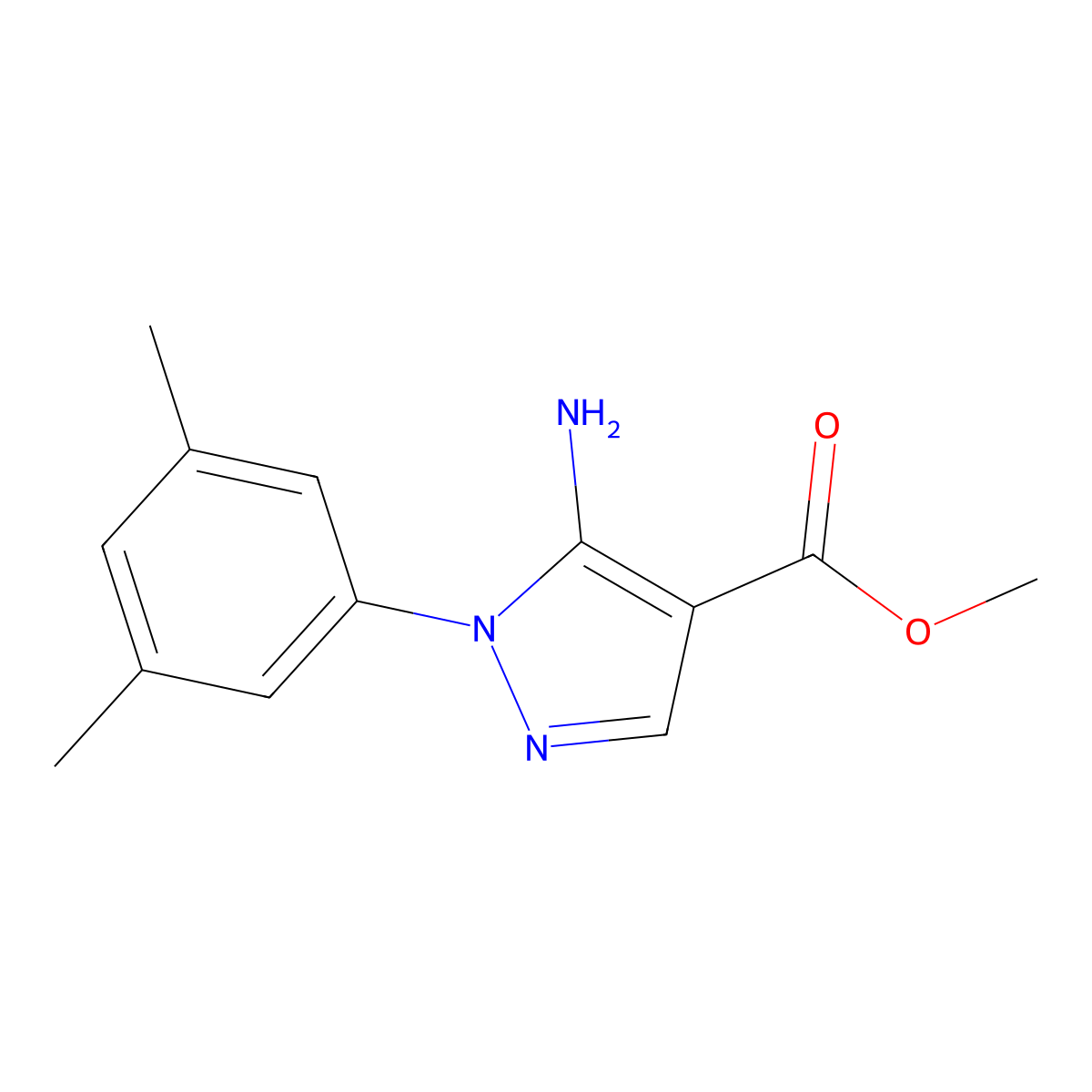 Methyl 5-amino-1-(3,5-dimethylphenyl)-1H-pyrazole-4-carboxylate molecular structure, CAS 1416340-20-9