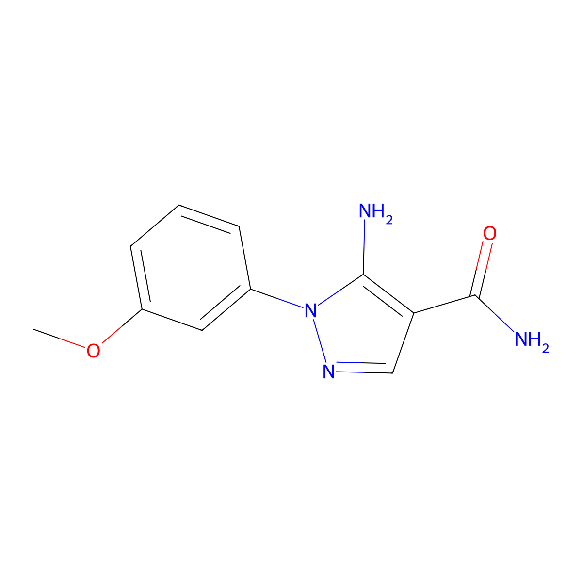 5-Amino-1-(3-methoxyphenyl)-1H-pyrazole-4-carboxamide molecular structure, CAS 1416340-32-3