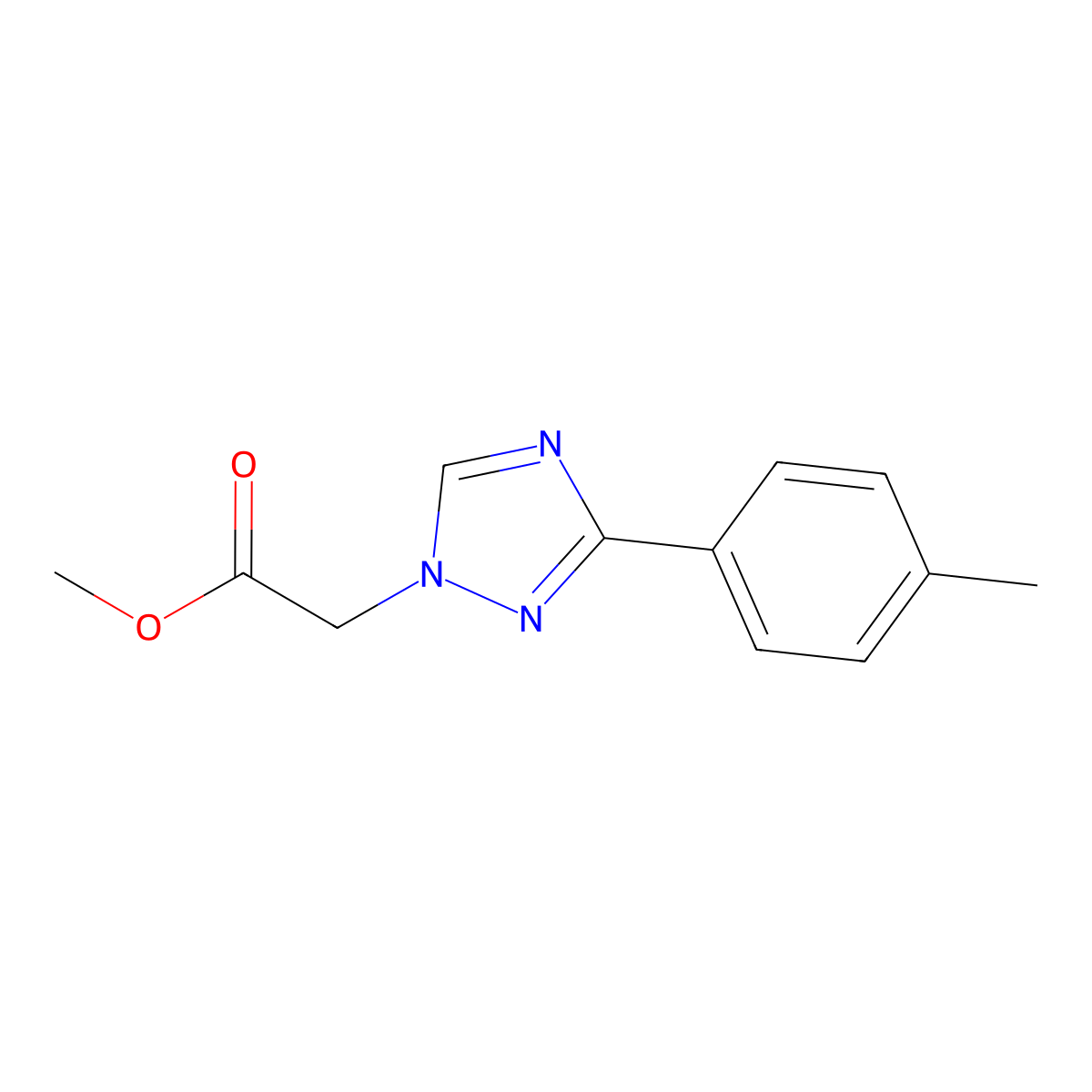 Methyl 2-(3-(p-tolyl)-1H-1,2,4-triazol-1-yl)acetate molecular structure, CAS 1416340-66-3
