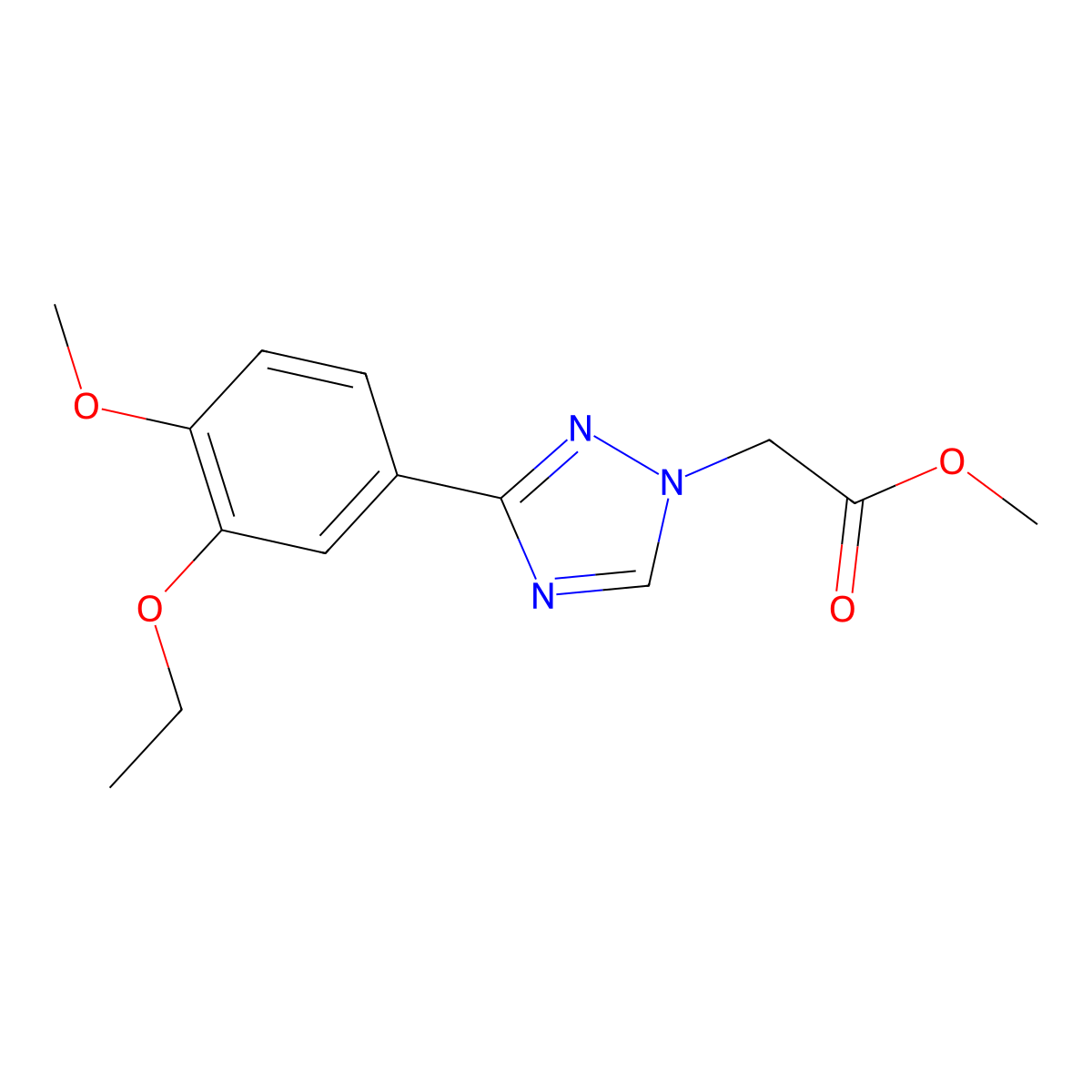 Methyl 2-(3-(3-ethoxy-4-methoxyphenyl)-1H-1,2,4-triazol-1-yl)acetate molecular structure, CAS 1416340-95-8
