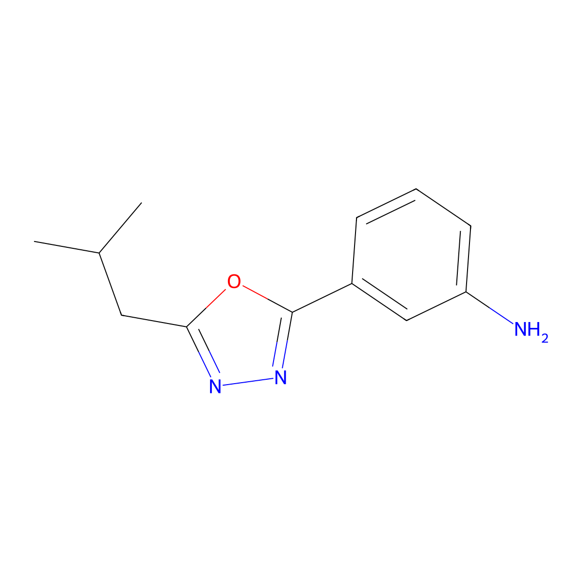 3-(5-Isobutyl-1,3,4-oxadiazol-2-yl)aniline molecular structure, CAS 1416341-24-6