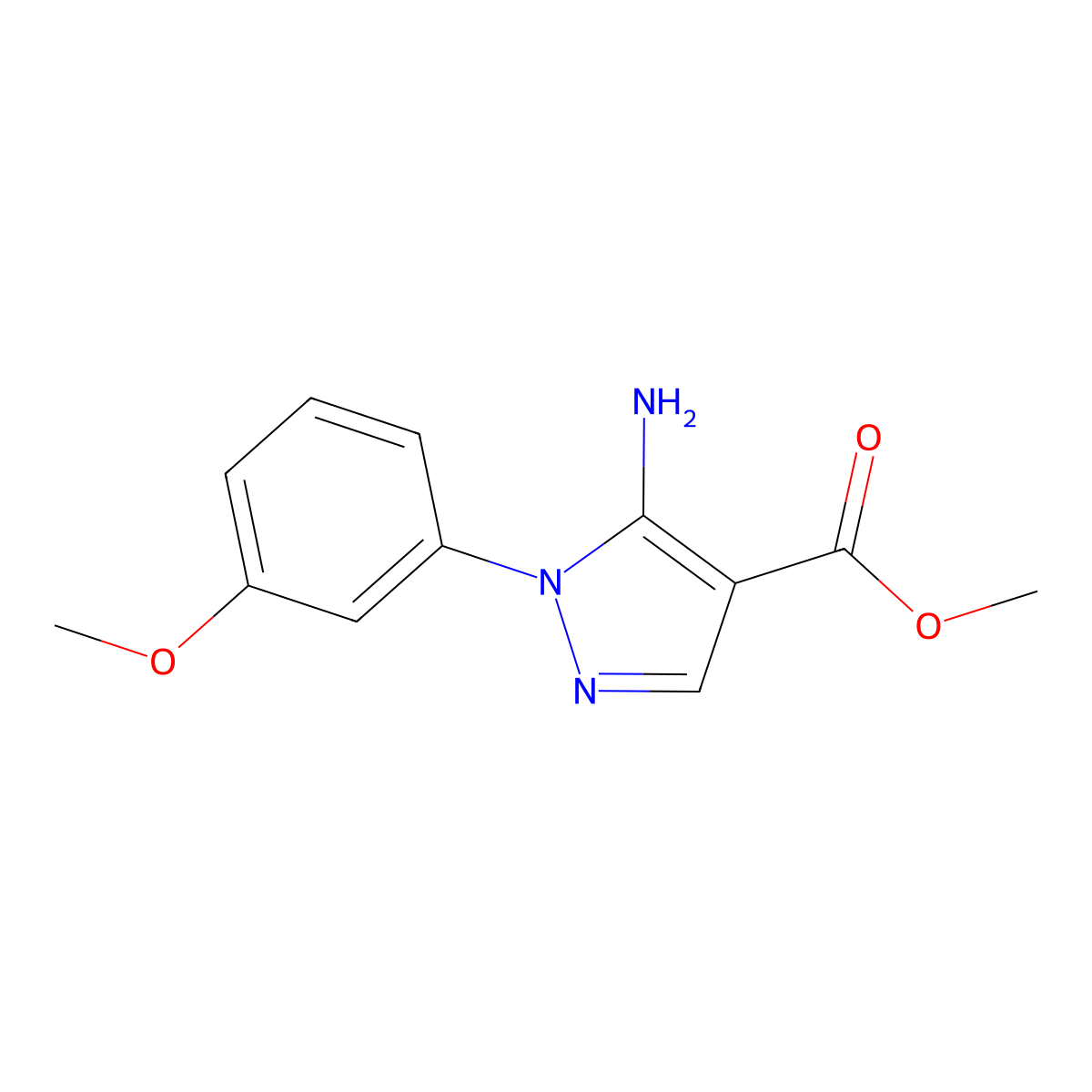 Methyl 5-amino-1-(3-methoxyphenyl)-1H-pyrazole-4-carboxylate molecular structure, CAS 1416341-45-1