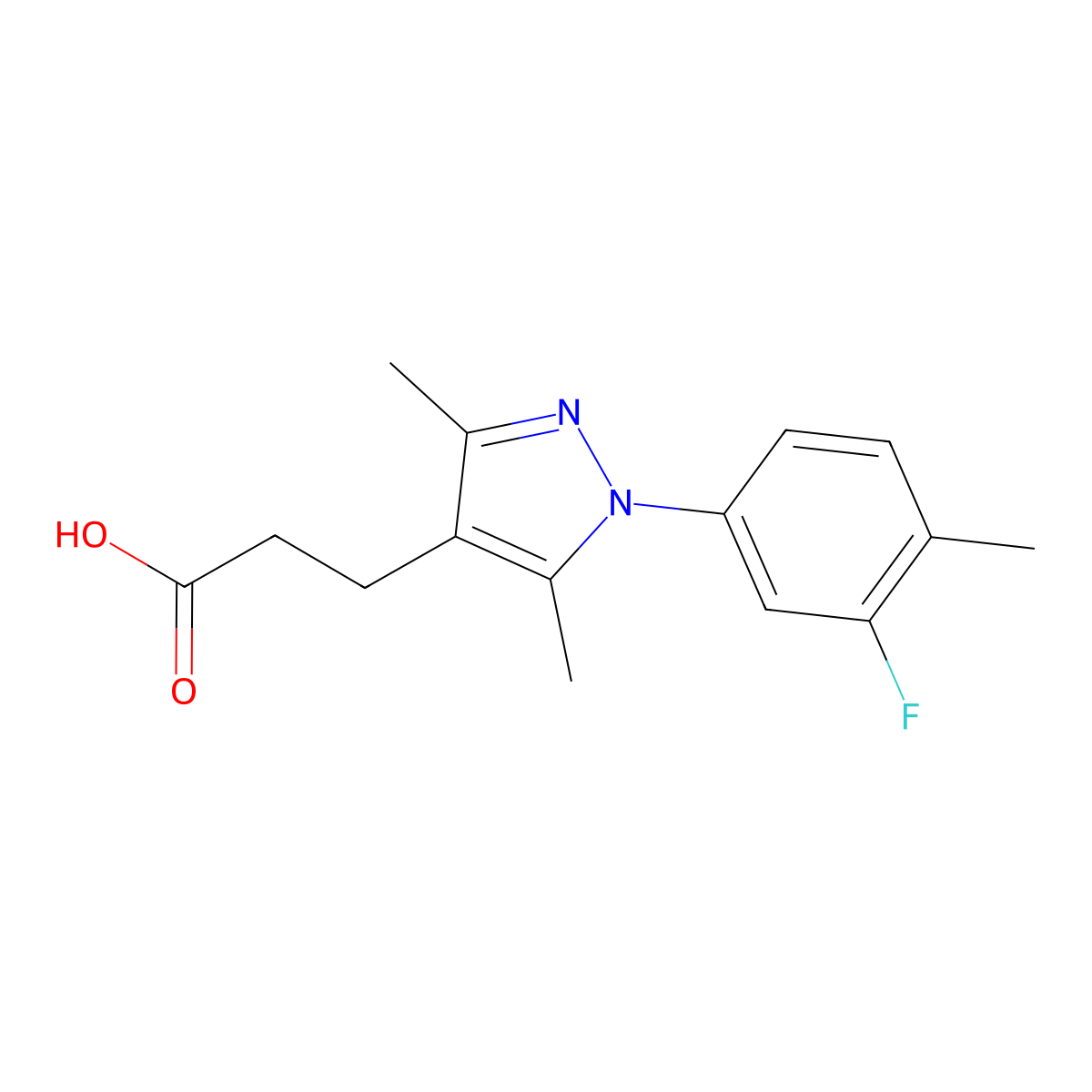 3-(1-(3-Fluoro-4-methylphenyl)-3,5-dimethyl-1H-pyrazol-4-yl)propanoic acid molecular structure, CAS 1416341-55-3