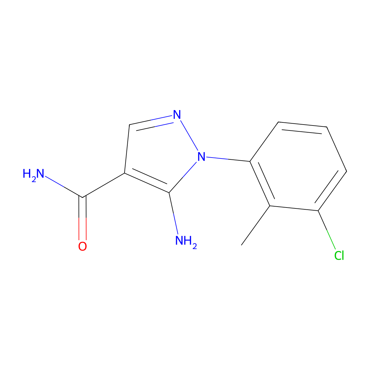 5-Amino-1-(3-chloro-2-methylphenyl)-1H-pyrazole-4-carboxamide molecular structure, CAS 1416341-62-2