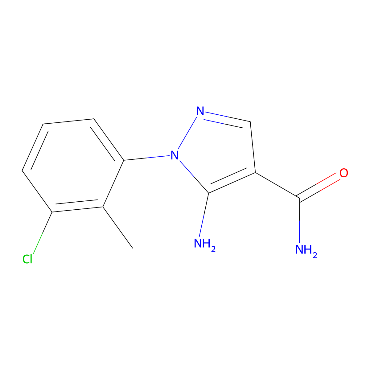 5-Amino-1-(3-chloro-2-methylphenyl)-1H-pyrazole-4-carboxamide molecular structure, CAS 1416341-62-2