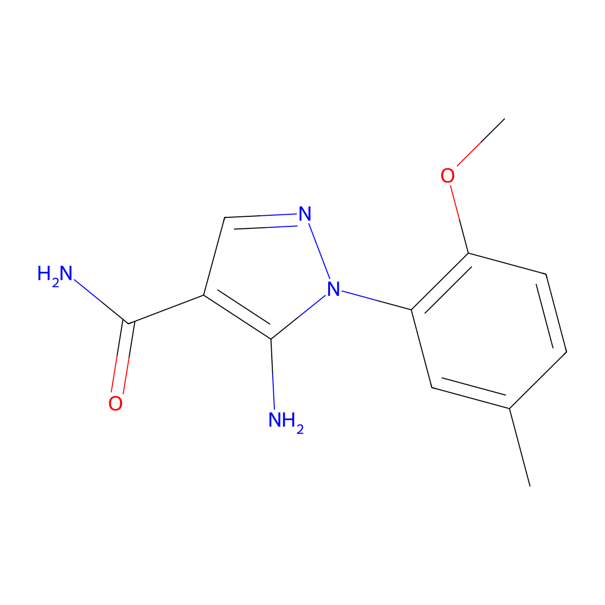 5-Amino-1-(2-methoxy-5-methylphenyl)-1H-pyrazole-4-carboxamide molecular structure, CAS 1416341-64-4