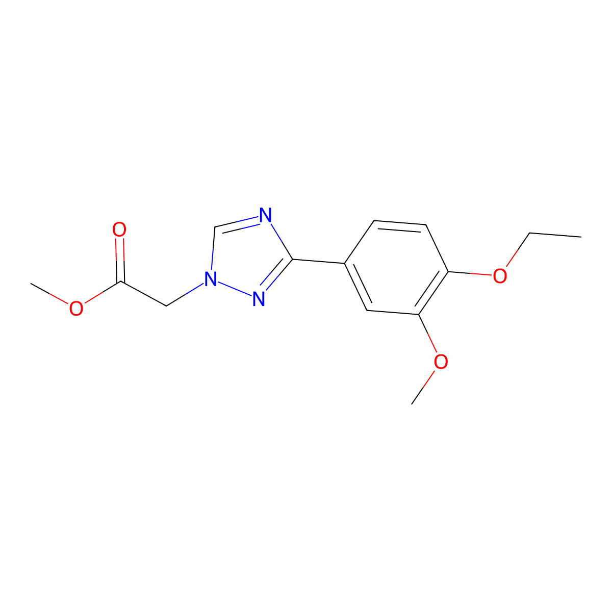 Methyl 2-(3-(4-ethoxy-3-methoxyphenyl)-1H-1,2,4-triazol-1-yl)acetate molecular structure, CAS 1416342-59-0