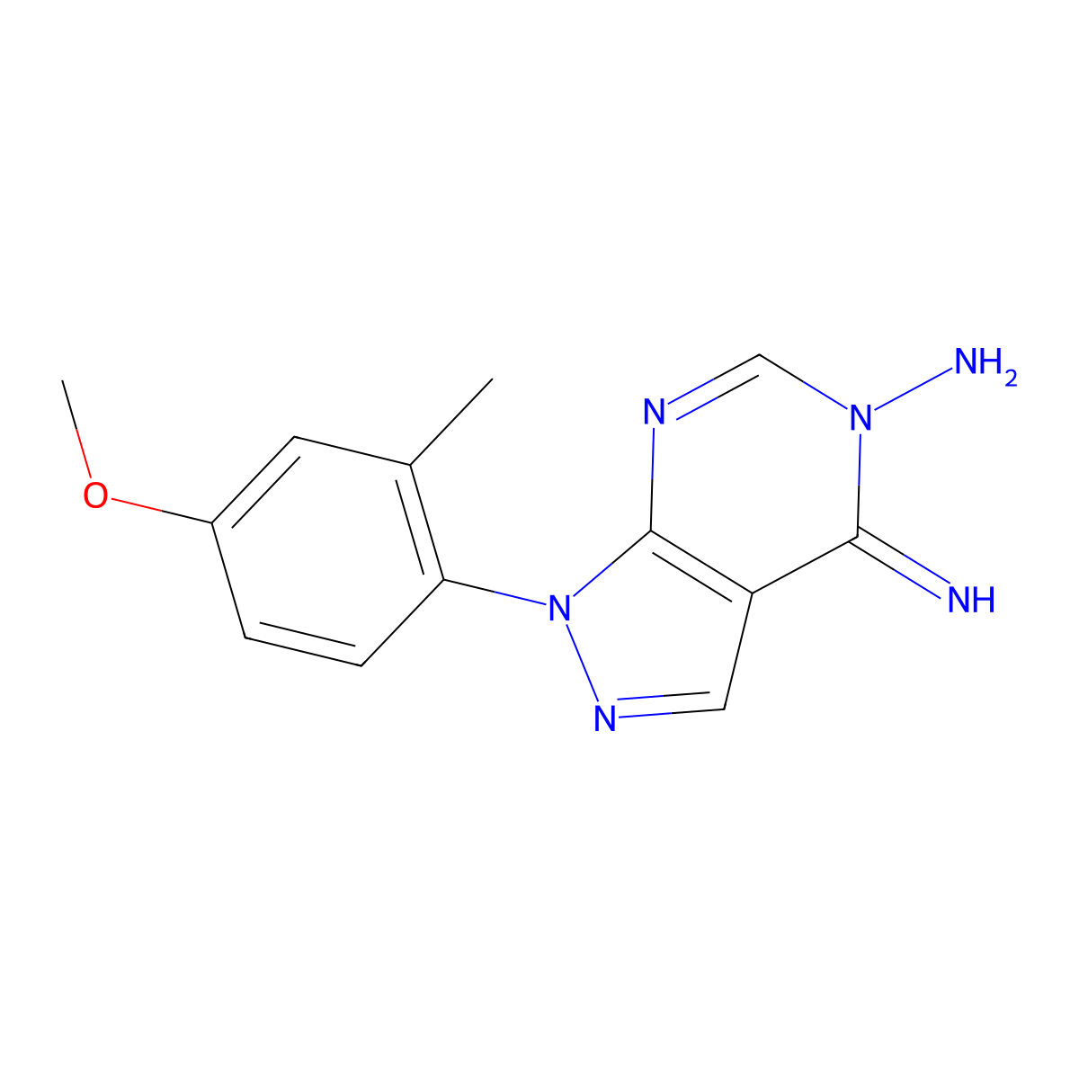 4-Imino-1-(4-methoxy-2-methylphenyl)-1H-pyrazolo[3,4-d]pyrimidin-5(4H)-amine molecular structure, CAS 1416342-99-8