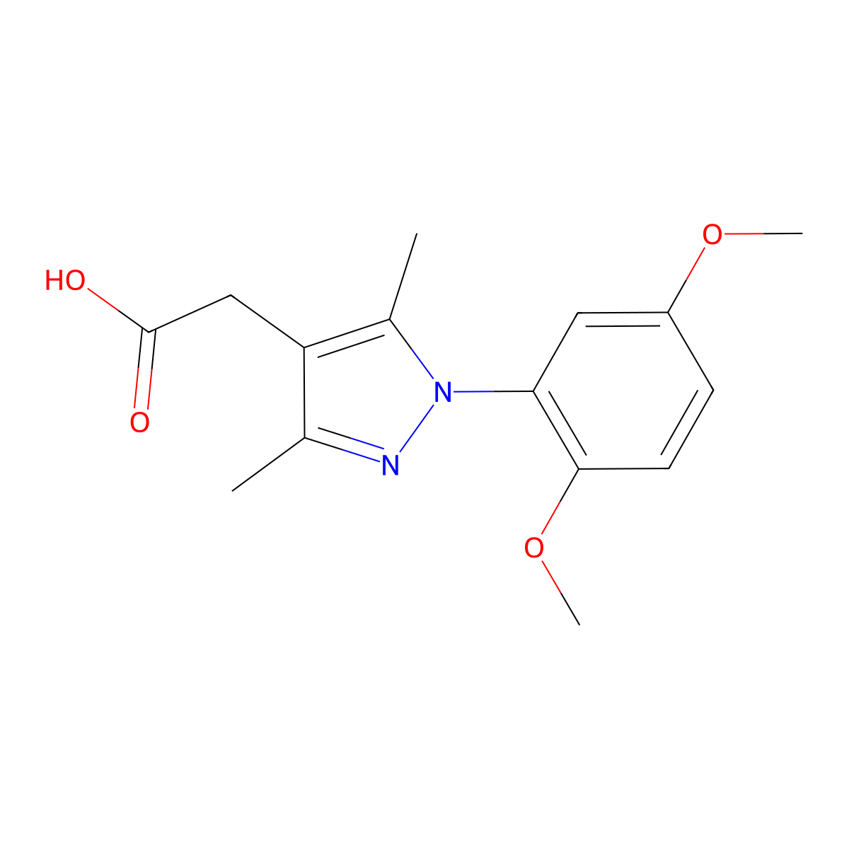 2-(1-(2,5-Dimethoxyphenyl)-3,5-dimethyl-1H-pyrazol-4-yl)acetic acid molecular structure, CAS 1416343-03-7