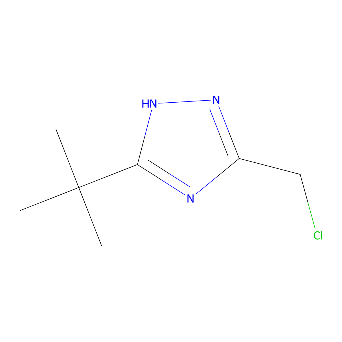 3-tert-butyl-5-(chloromethyl)-4H-1,2,4-triazole molecular structure, CAS 1416343-07-1