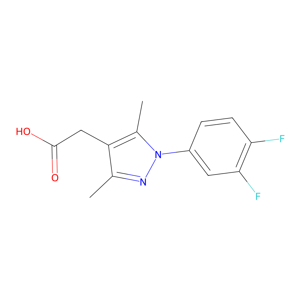 2-(1-(3,4-Difluorophenyl)-3,5-dimethyl-1H-pyrazol-4-yl)acetic acid molecular structure, CAS 1416343-09-3