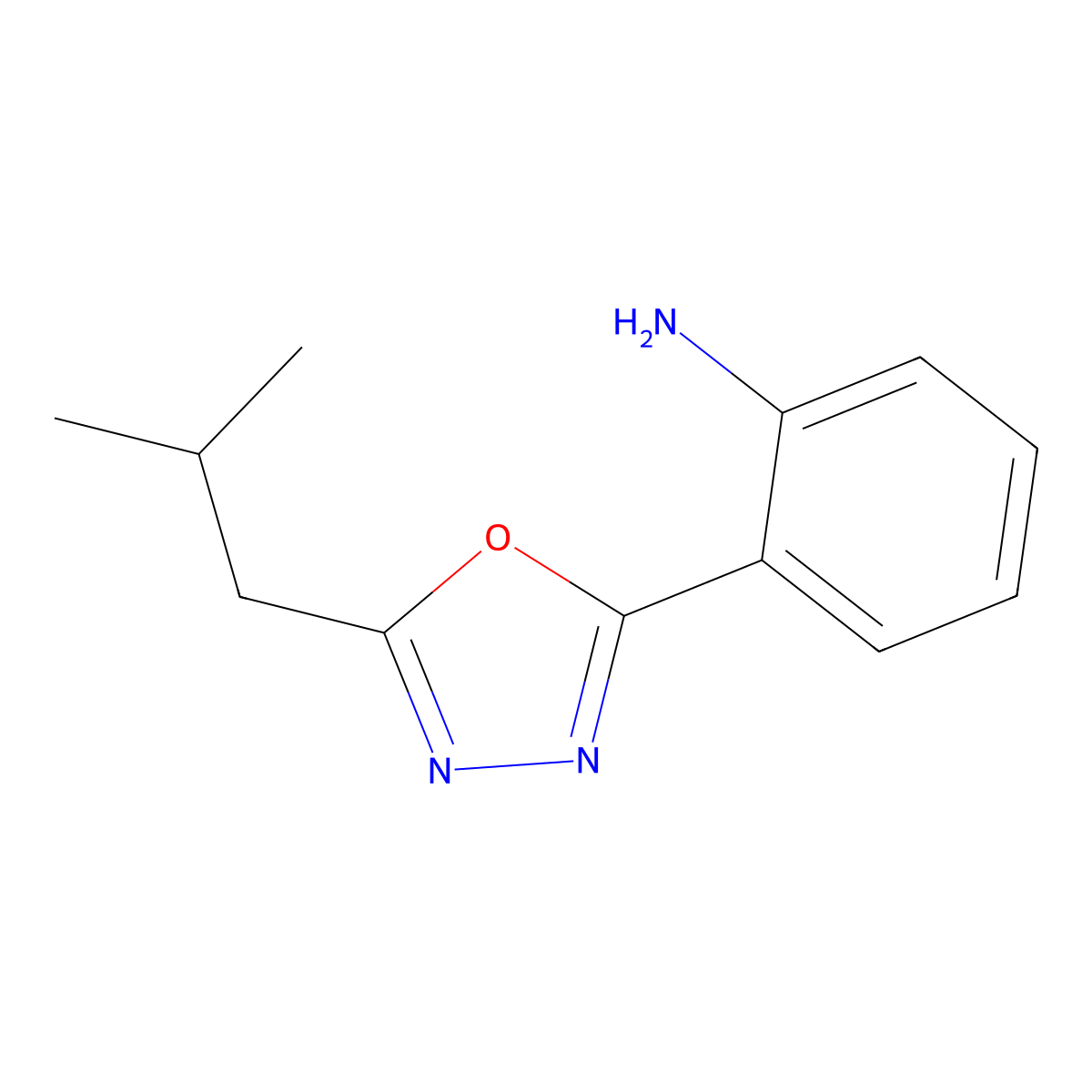 2-(5-Isobutyl-1,3,4-oxadiazol-2-yl)aniline molecular structure, CAS 1416343-13-9