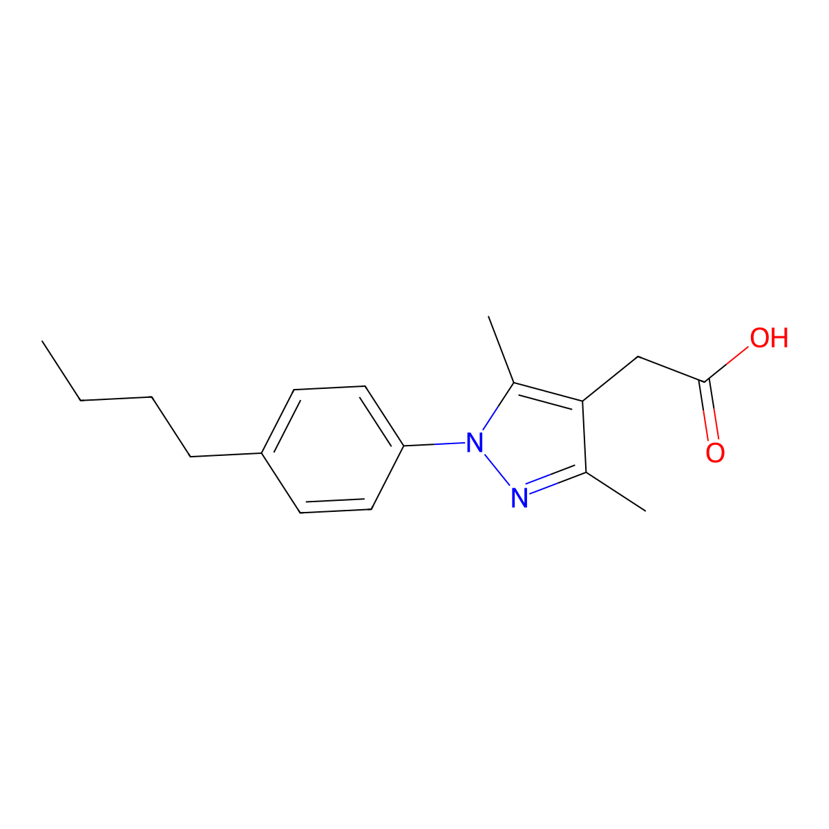 2-(1-(4-Butylphenyl)-3,5-dimethyl-1H-pyrazol-4-yl)acetic acid molecular structure, CAS 1416343-26-4