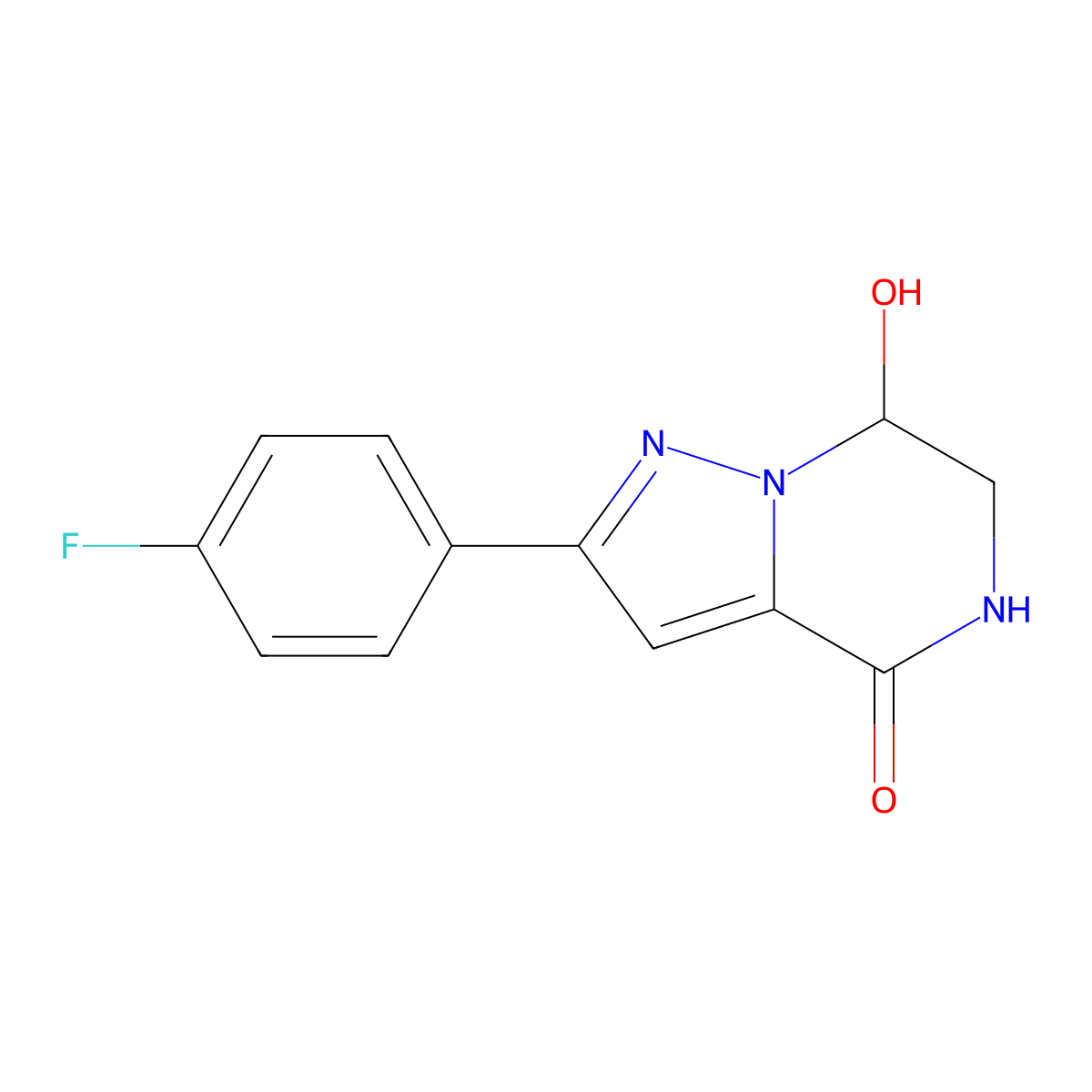 2-(4-fluorophenyl)-7-hydroxy-6,7-dihydropyrazolo[1,5-a]pyrazin-4(5H)-one molecular structure, CAS 1416343-68-4