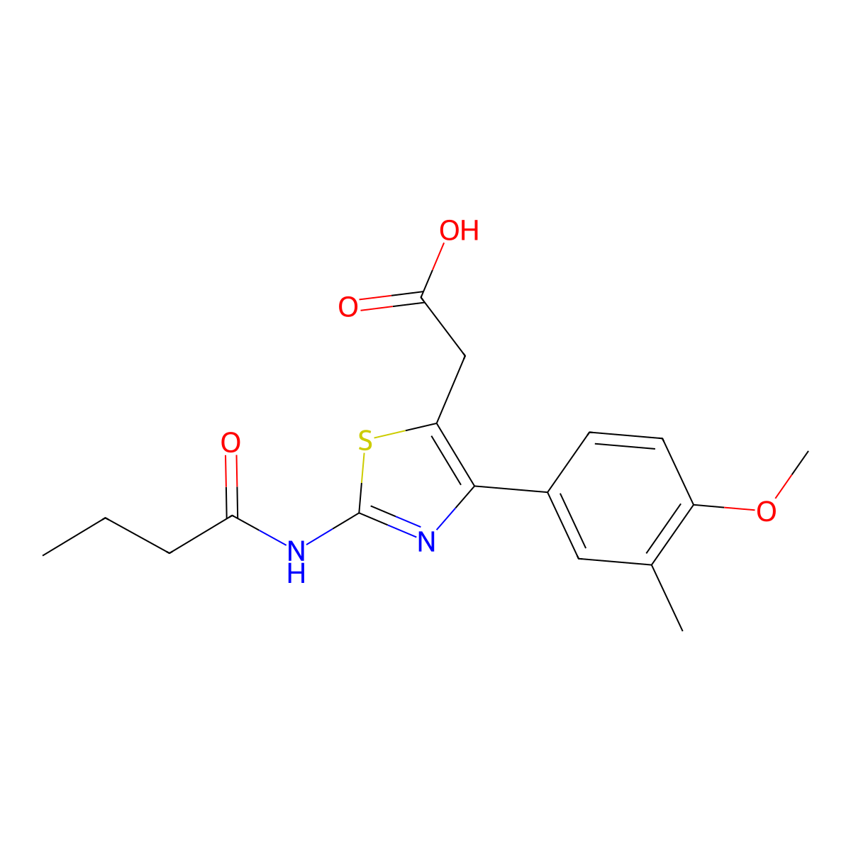 2-(2-Butyramido-4-(4-methoxy-3-methylphenyl)thiazol-5-yl)acetic acid molecular structure, CAS 1416343-92-4