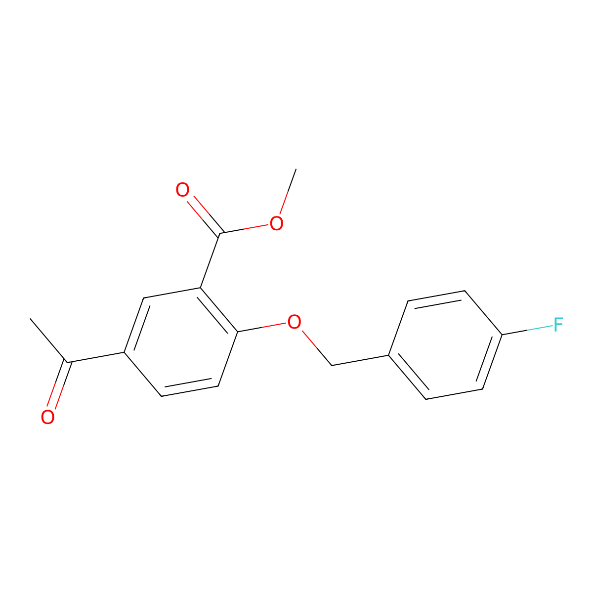 5-Acetyl-2-(4-fluoro-benzyloxy)-benzoic acid methyl ester molecular structure, CAS 1416344-15-4