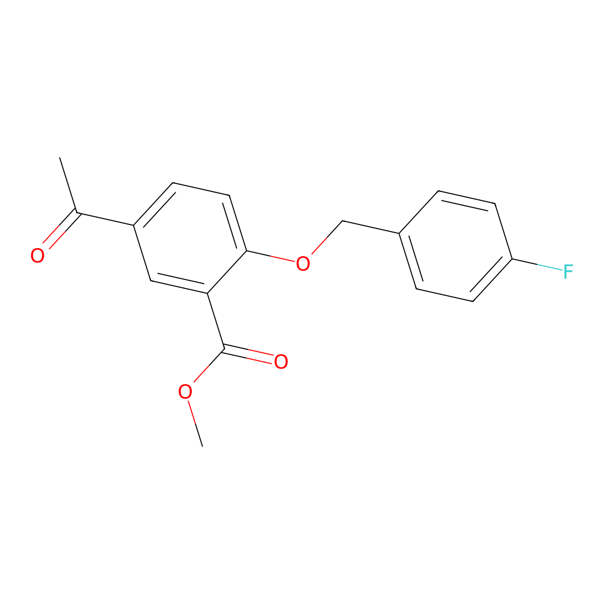 5-Acetyl-2-(4-fluoro-benzyloxy)-benzoic acid methyl ester molecular structure, CAS 1416344-15-4