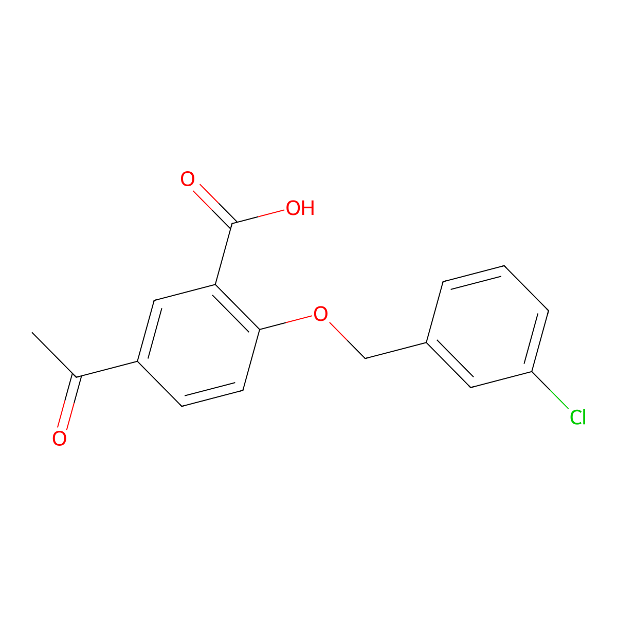 5-Acetyl-2-(3-chloro-benzyloxy)-benzoic acid molecular structure, CAS 1416344-36-9