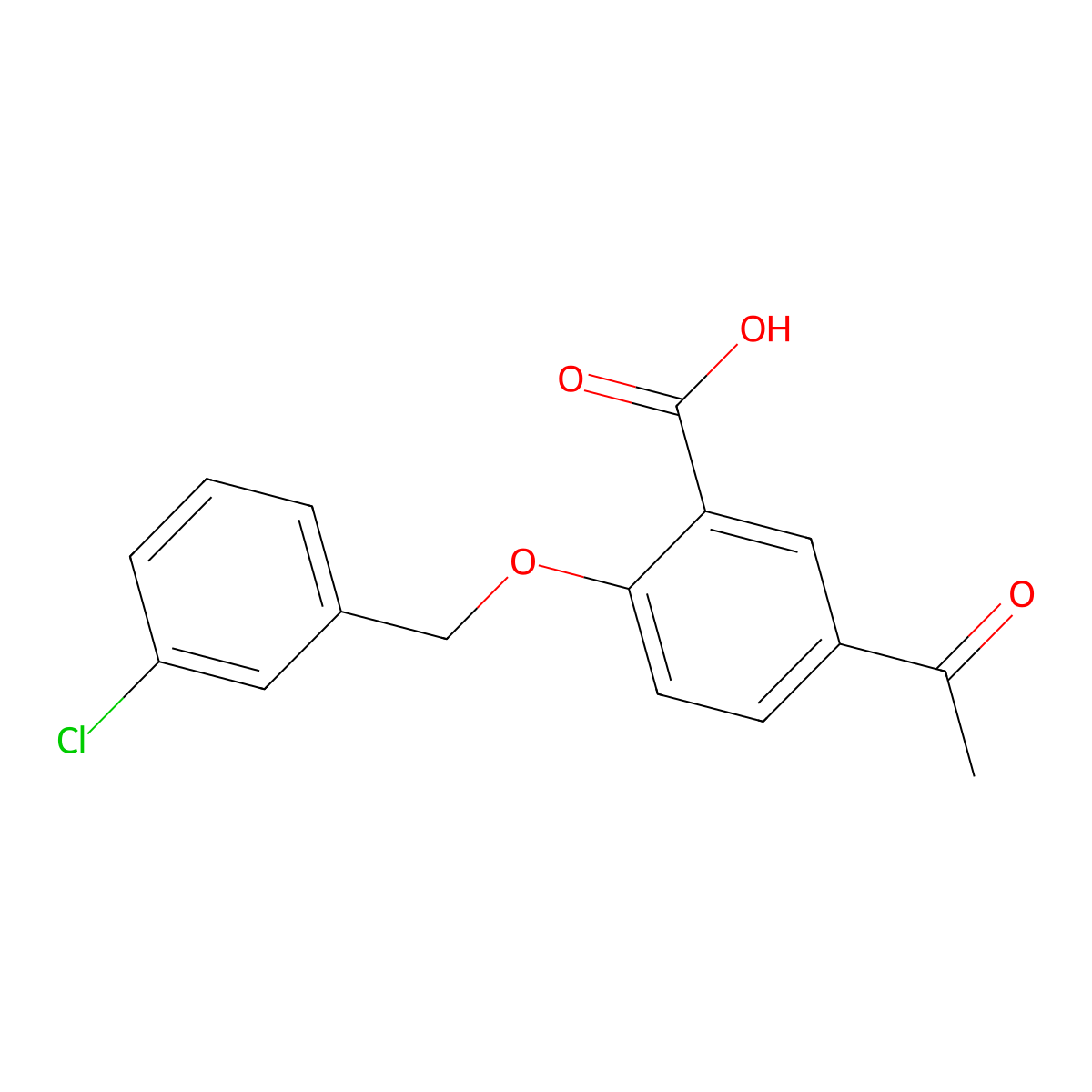 5-Acetyl-2-(3-chloro-benzyloxy)-benzoic acid molecular structure, CAS 1416344-36-9