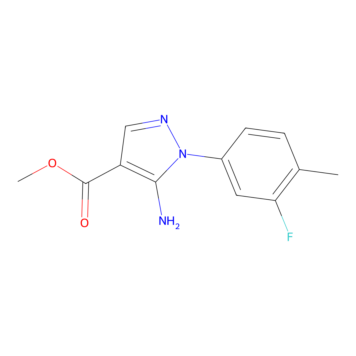 Methyl 5-amino-1-(3-fluoro-4-methylphenyl)-1H-pyrazole-4-carboxylate molecular structure, CAS 1416344-39-2